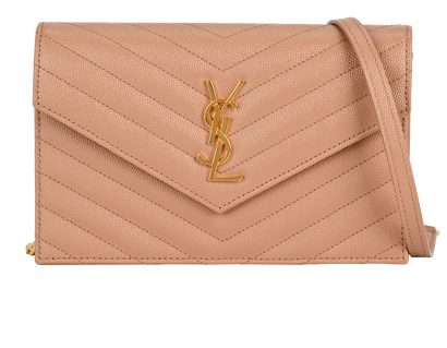 Cassandre Envelope Chain Wallet, &pound;695, Handbags, Pink, Leather, Front view